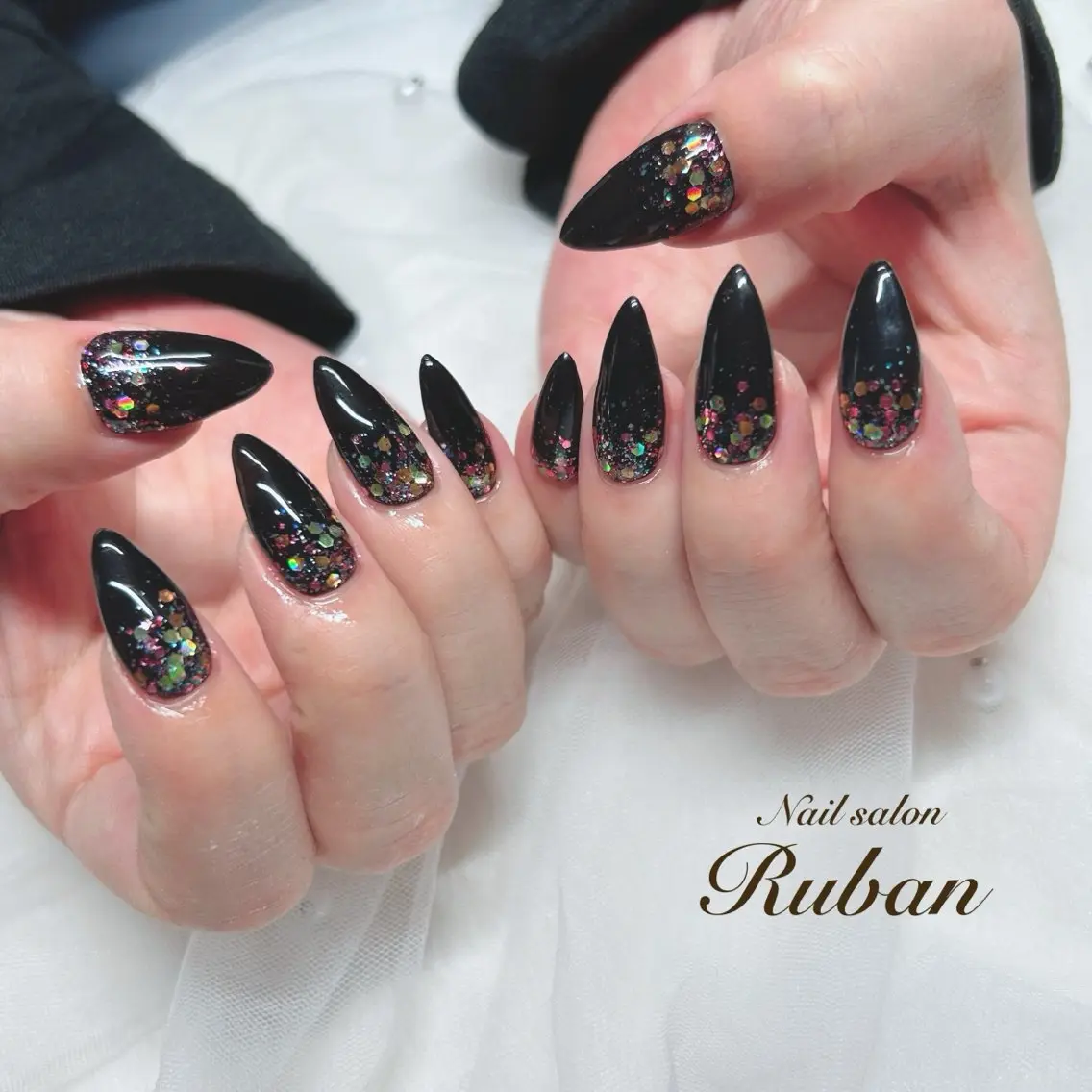 ネイル 長さ出し ホログラムネイル キラキラネイル ロングネイル Nail salon Rubanのネイルデザイン