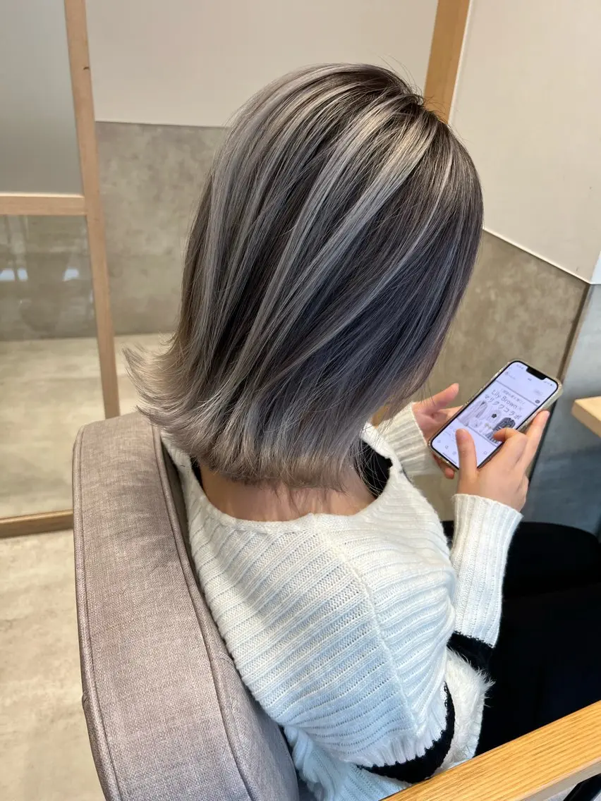 ミディアム カラー カット ヘアカラー ✨ブリーチ無し 透明感HIDEのヘアスタイル