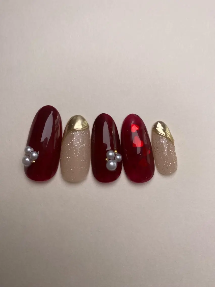 ネイル アートネイル バレンタイン ハンドネイル nailsalon camelliaのネイルデザイン