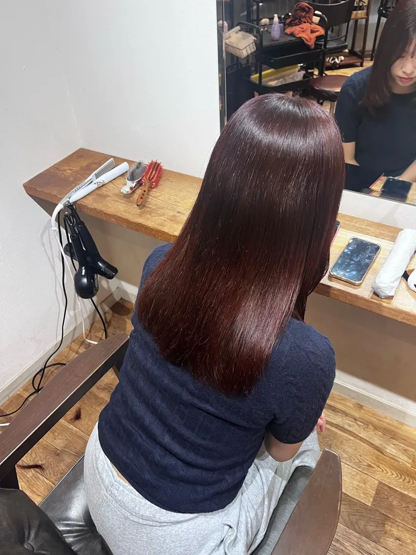 カラー ブリーチ ブリーチなしカラー レッドカラー moka/ブリーチ /カットのヘアスタイル
