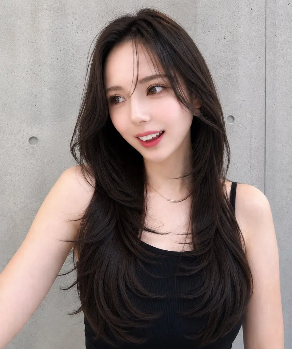 セミロング カラー カット ヘアカラー トリートメント 新宿/韓国レイヤー 髪質改善カラー/角所のヘアスタイル