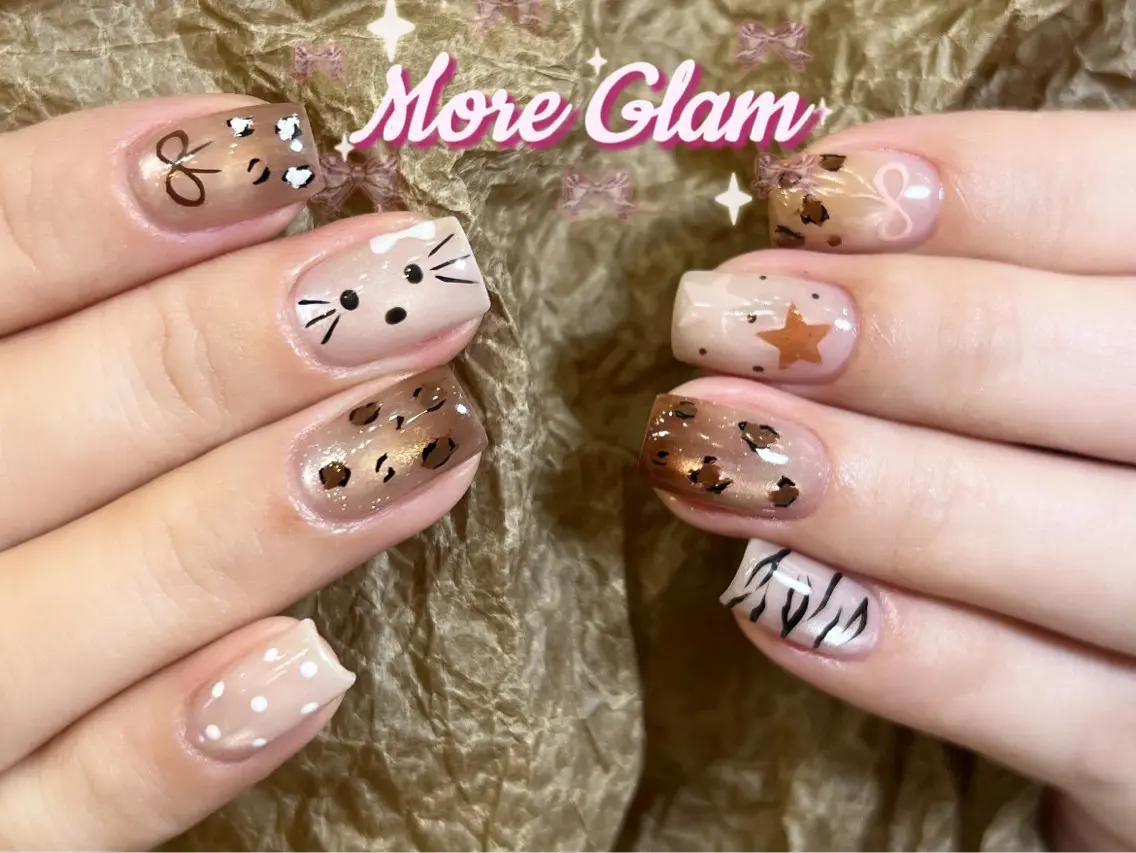 ネイル アートネイル オーロラネイル カジュアル クリアネイル 長さ出し ミサ 美沙のネイルデザイン