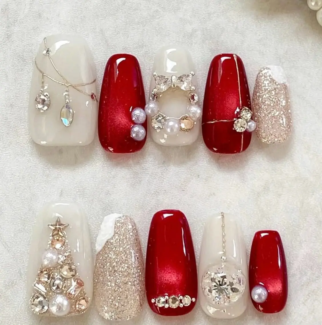 ネイル ボルドー 長さ出し ジェルネイル キラキラネイル ロングネイル ハンドネイル Queeens nailのネイルデザイン