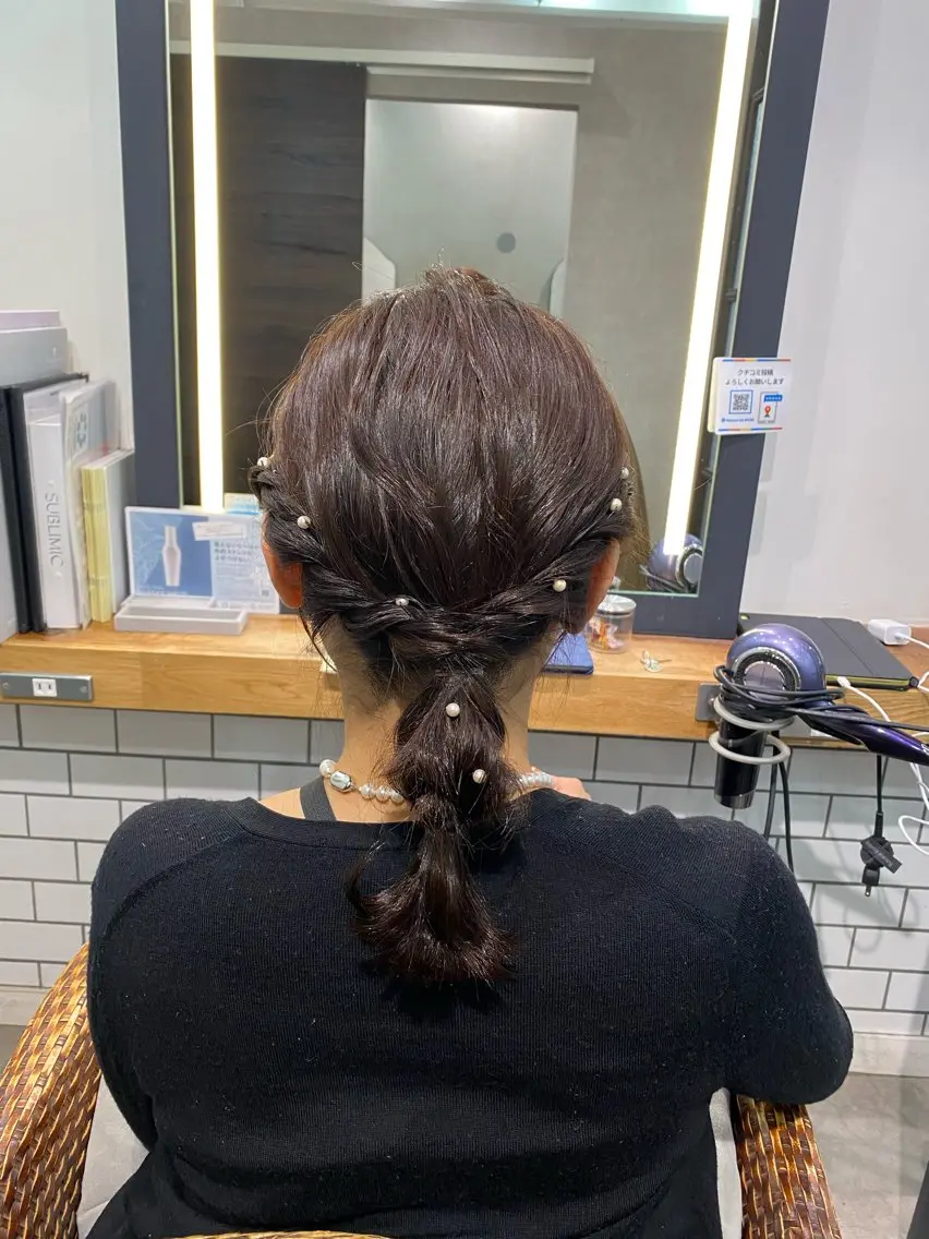 セミロング ヘアアレンジ ヘアセット まとまるボブ🌼 アレンジ🌼鴨下穂香のヘアスタイル