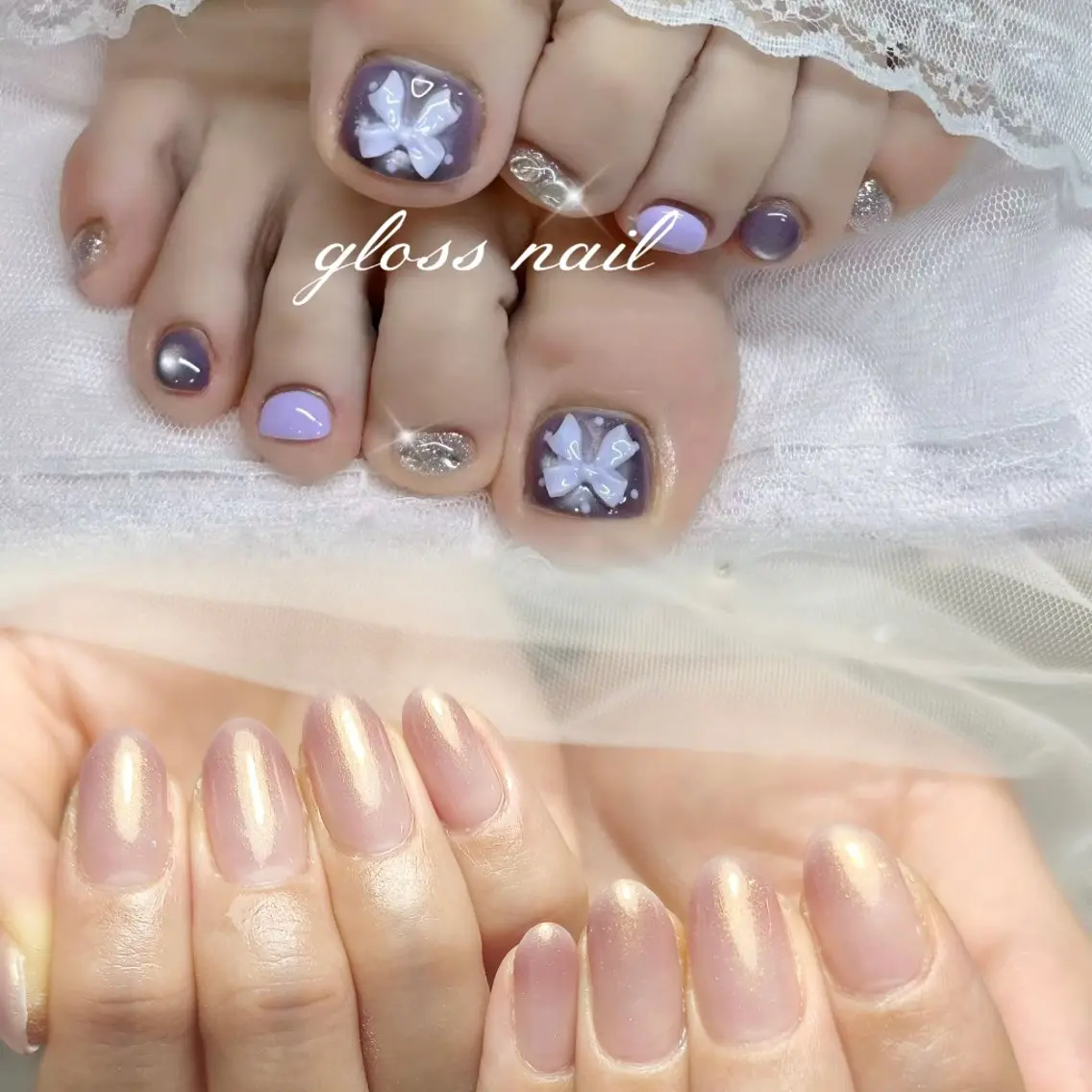 ネイル ハンドネイル フットネイル アヤカ☘️Gloss nailのネイルデザイン