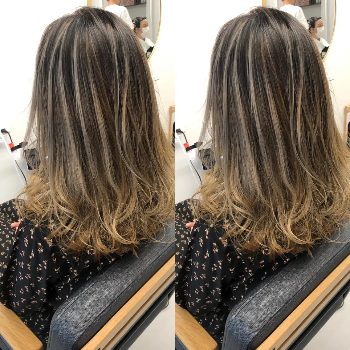 ミディアム カラー ハイライトカラー ハイライト ヘアカラー 橋本 昇平のヘアスタイル