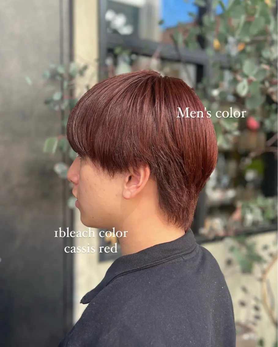 カラー メンズ カシス レッドカラー 韓国・ナチュラル特化 naoki.のヘアスタイル