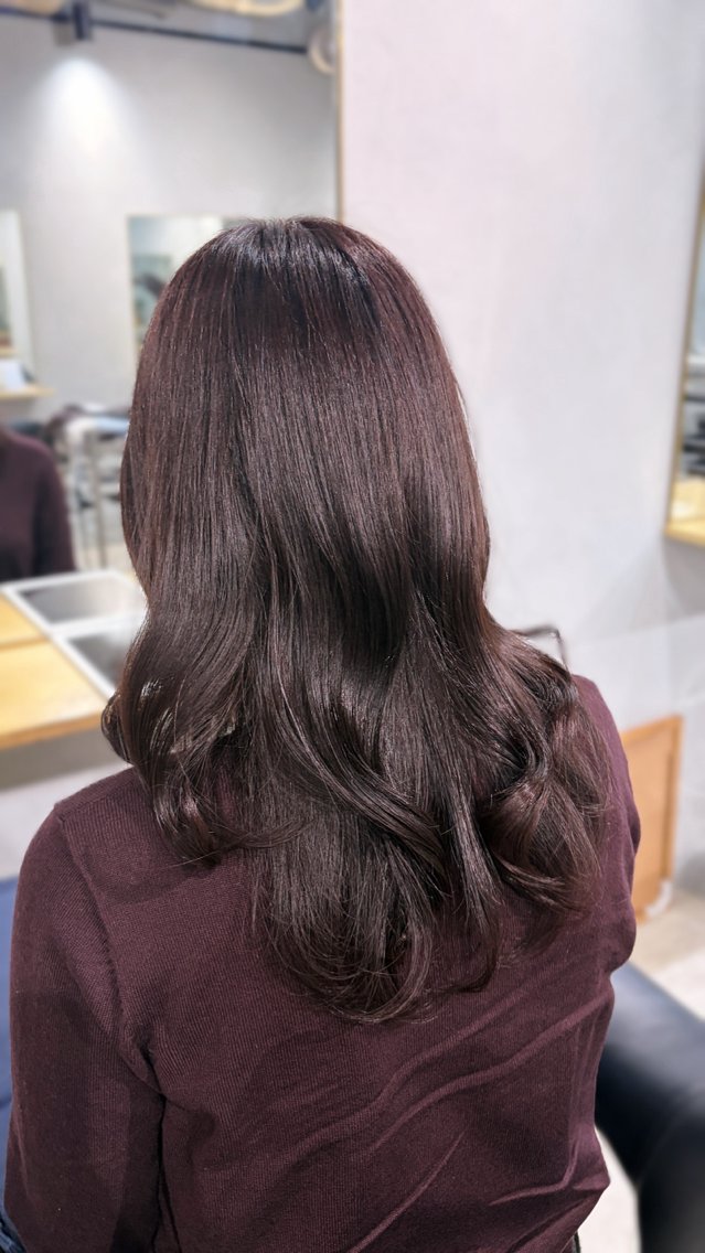 ロング カラー ヘアカラー トリートメント ヘッドスパ ヘアセット nanako/表参道 /透明感カラーのヘアスタイル