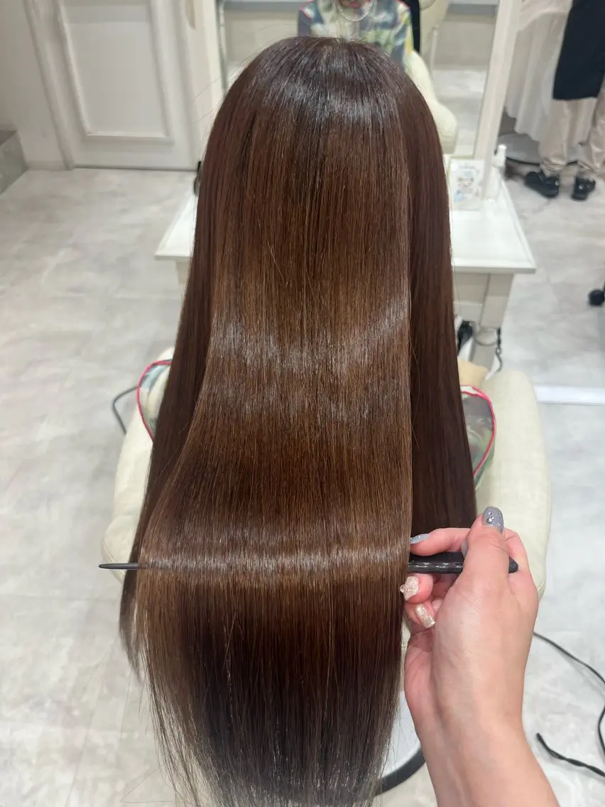 ロング カット ヘアカラー 縮毛矯正 Barrel天王寺 satokoのヘアスタイル