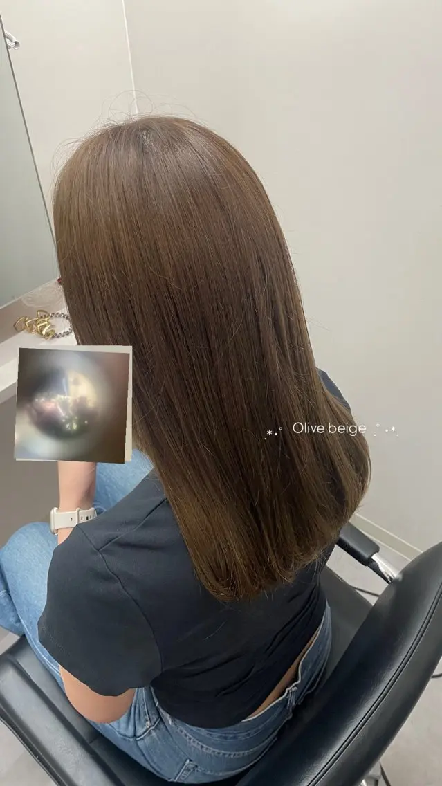 ロング カラー ベージュカラー 透明感カラー オリーブベージュ ヘアカラー トリートメント 透明感カラー/京都/ Sayaka♡のヘアスタイル