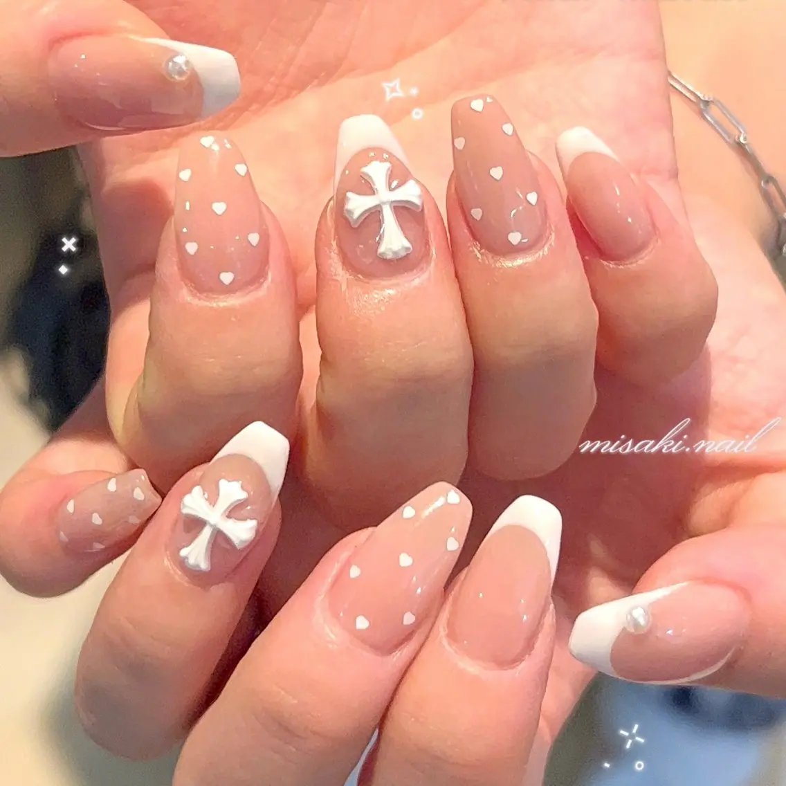 ネイル フレンチネイル ホワイト ハンドネイル misaki🎀 coffret.のネイルデザイン