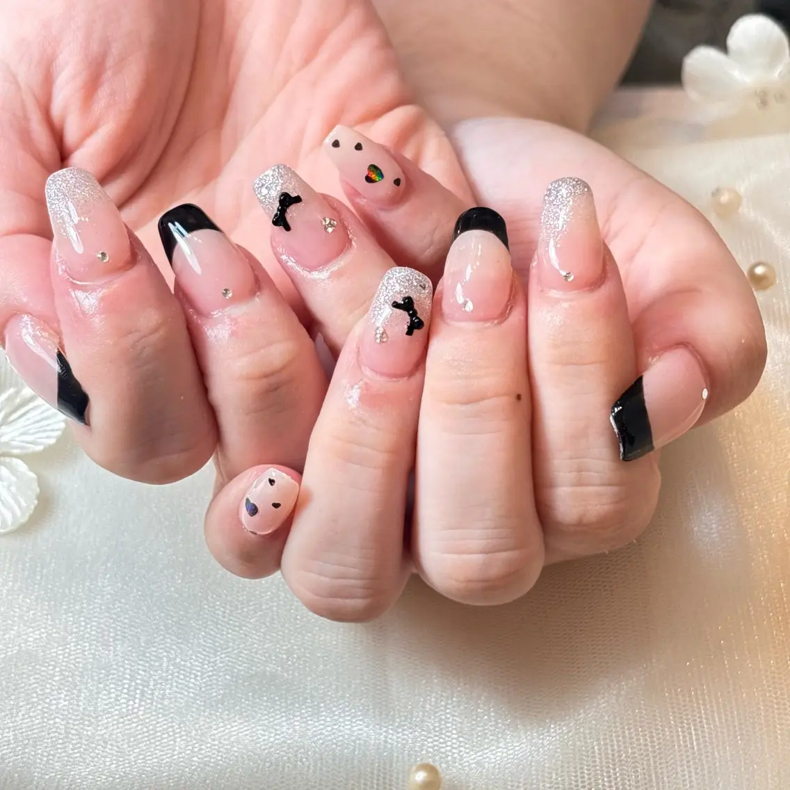 ネイル 桜ネイル 長さ出し フレンチネイル 韓国ネイル マグネットネイル ハンドネイル Kiwami nailsalonのネイルデザイン