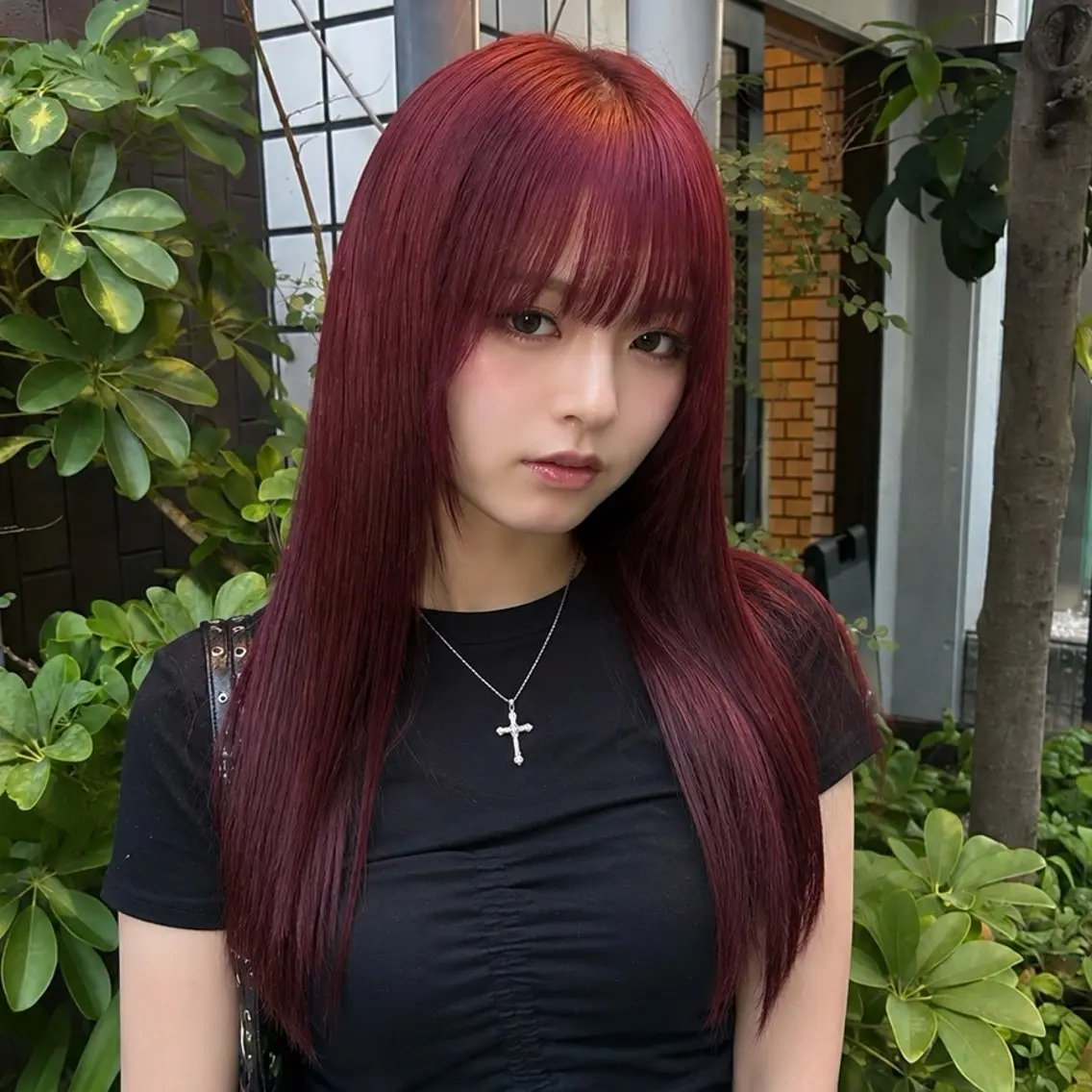ロング 顔まわりレイヤー 顔周りカット ハッシュカット 韓国風ヘア レイヤーカット カット ヘアカラー トリートメント ハイトーン/レイヤー カット/TAKEのヘアスタイル