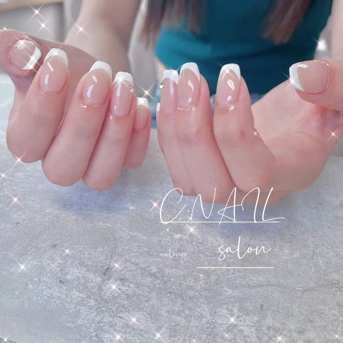 ネイル フレンチネイル オフィスネイル シンプルネイル スクエアネイル C.Nail &Eyeのネイルデザイン