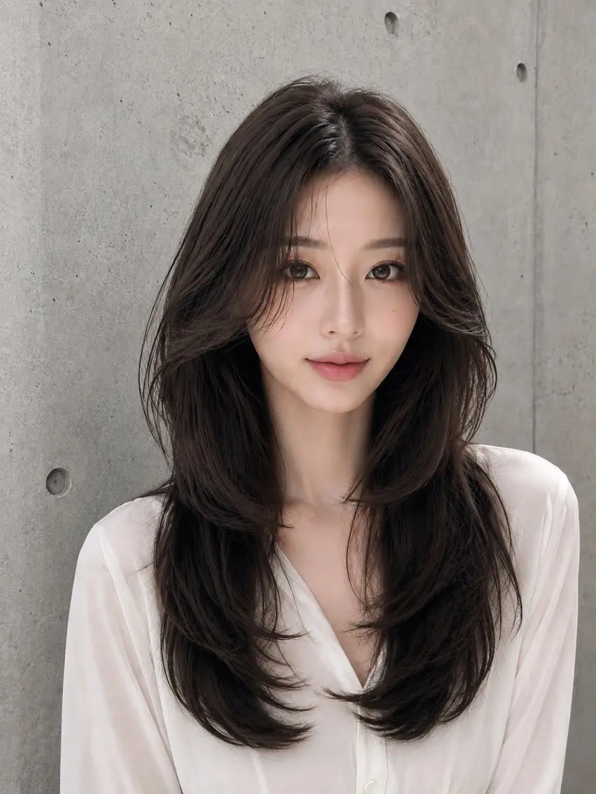 セミロング カラー ヘアアレンジ グレージュ くびれヘア 顔まわりレイヤー ハッシュカット 韓国風ヘア 🌫️大人韓国ヘア 🌫️naoyaのヘアスタイル