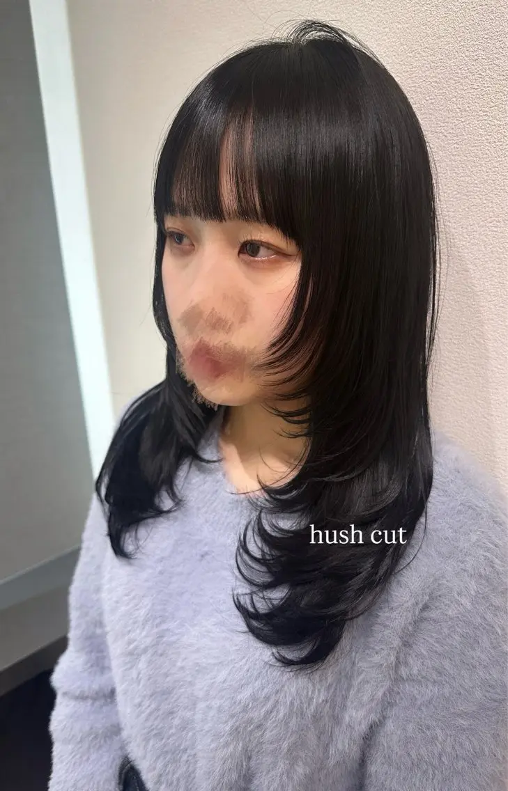 セミロング カラー ヘアアレンジ ハッシュカット 小顔カット 🇰🇷韓国ｽﾀｲﾙ ﾚｲﾔｰ/ayanaのヘアスタイル