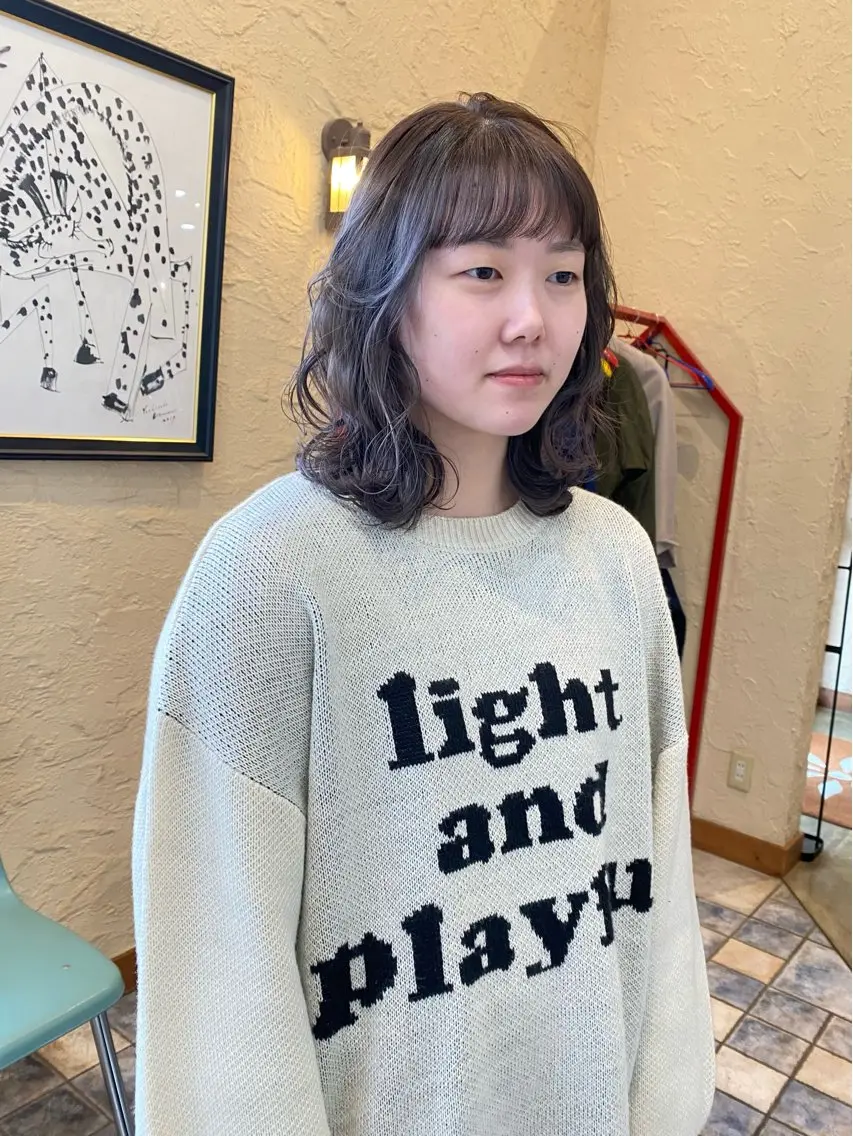 セミロング カラー カット ヘアカラー 竹内 柚子のヘアスタイル