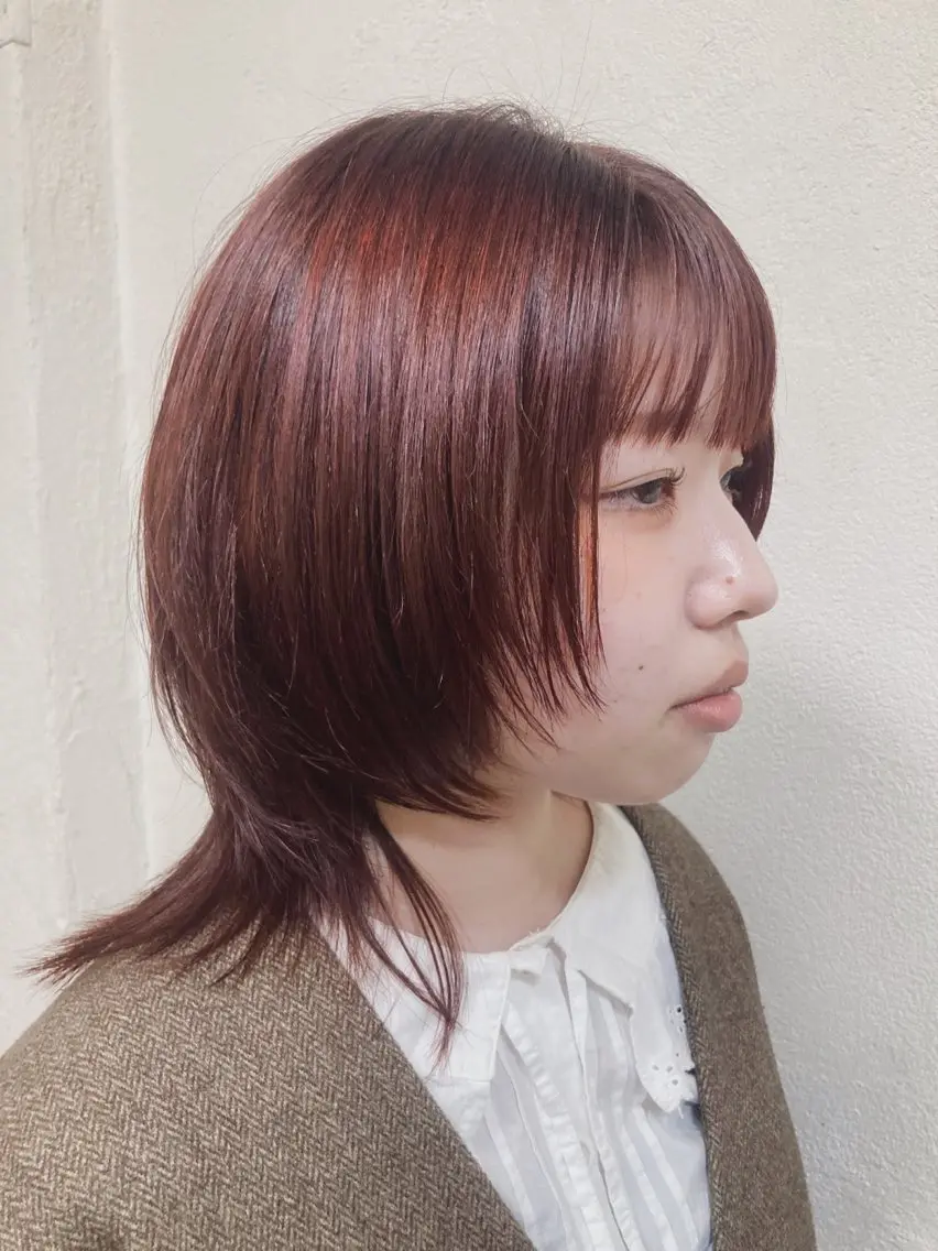 セミロング カラー ブリーチ ブリーチなしカラー オレンジ 縮毛矯正 ウルフカット 縮毛矯正 トリートメント メンズ/スパイキー ショート/isseyのヘアスタイル
