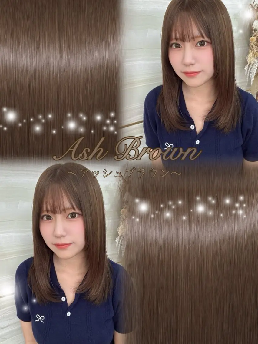 セミロング カラー アッシュ アッシュブラウン ブリーチ ブラウンカラー ブリーチなしカラー ヘアカラー トリートメント 💜縮毛矯正/カラー /大宮/あやね💜のヘアスタイル