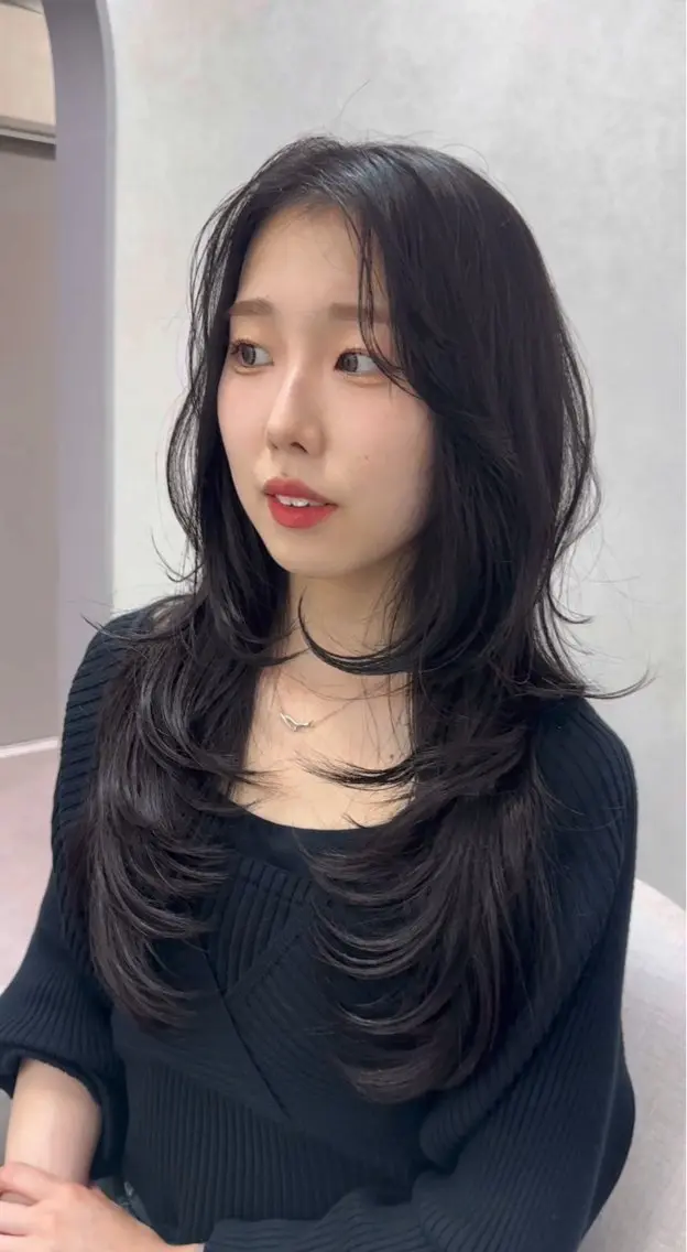 ロング カラー ブリーチ ケアカラー ブリーチなしカラー 髪質改善 韓国風ヘア カット ヘアカラー トリートメント ヘアセット 韓国風レイヤーカラー ライムのヘアスタイル