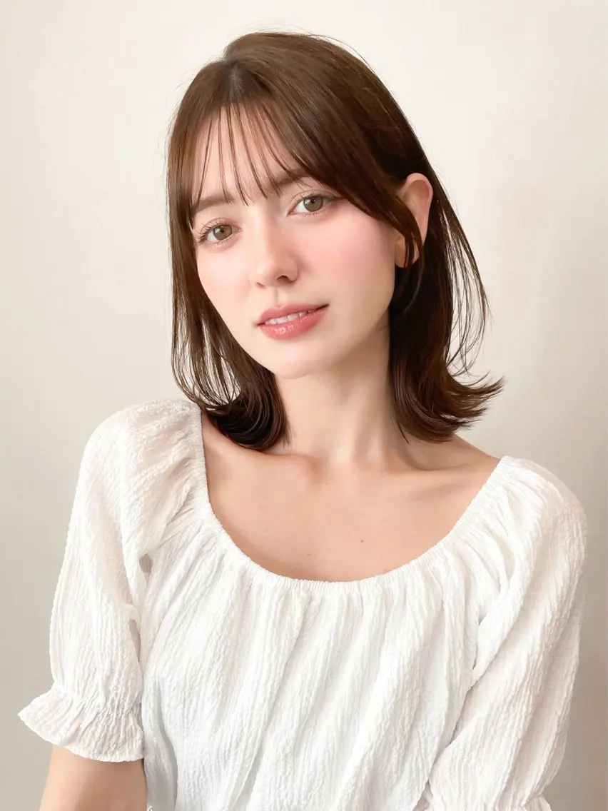 ミディアム カラー バレイヤージュ ベージュカラー ブリーチ ケアブリーチ ダブルカラー カット ヘアカラー トリートメント ミディアム/顔周り/ ベージュ🌼mayuのヘアスタイル