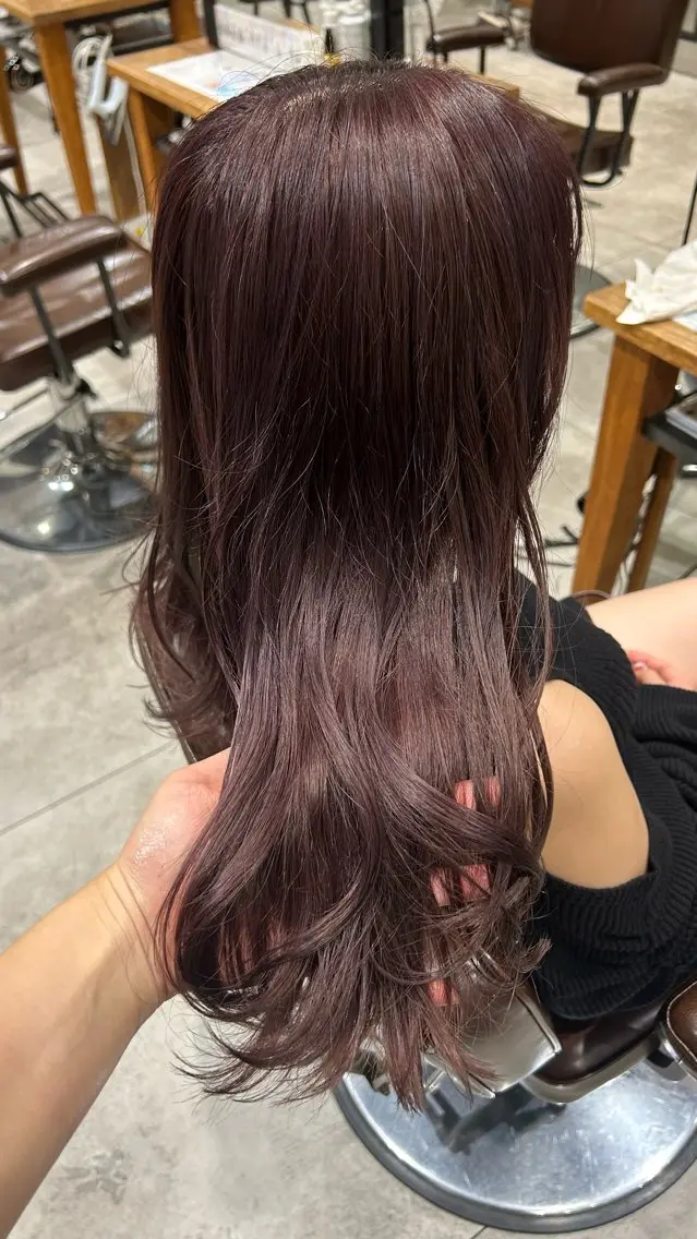 セミロング カラー ブリーチ パープルカラー ヘアカラー オリーブベージュ/ ブリーチなし透明感のヘアスタイル