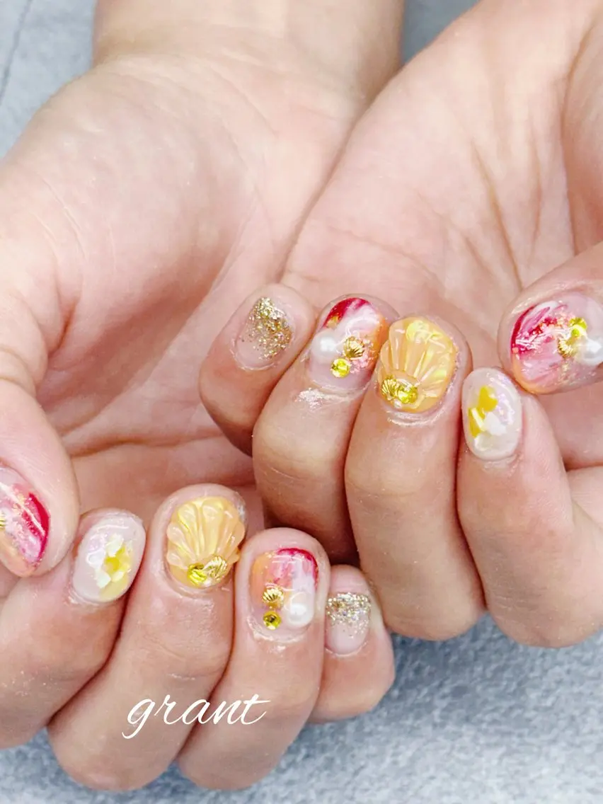 ネイル 夏ネイル ハンドネイル nailsalon grantのネイルデザイン