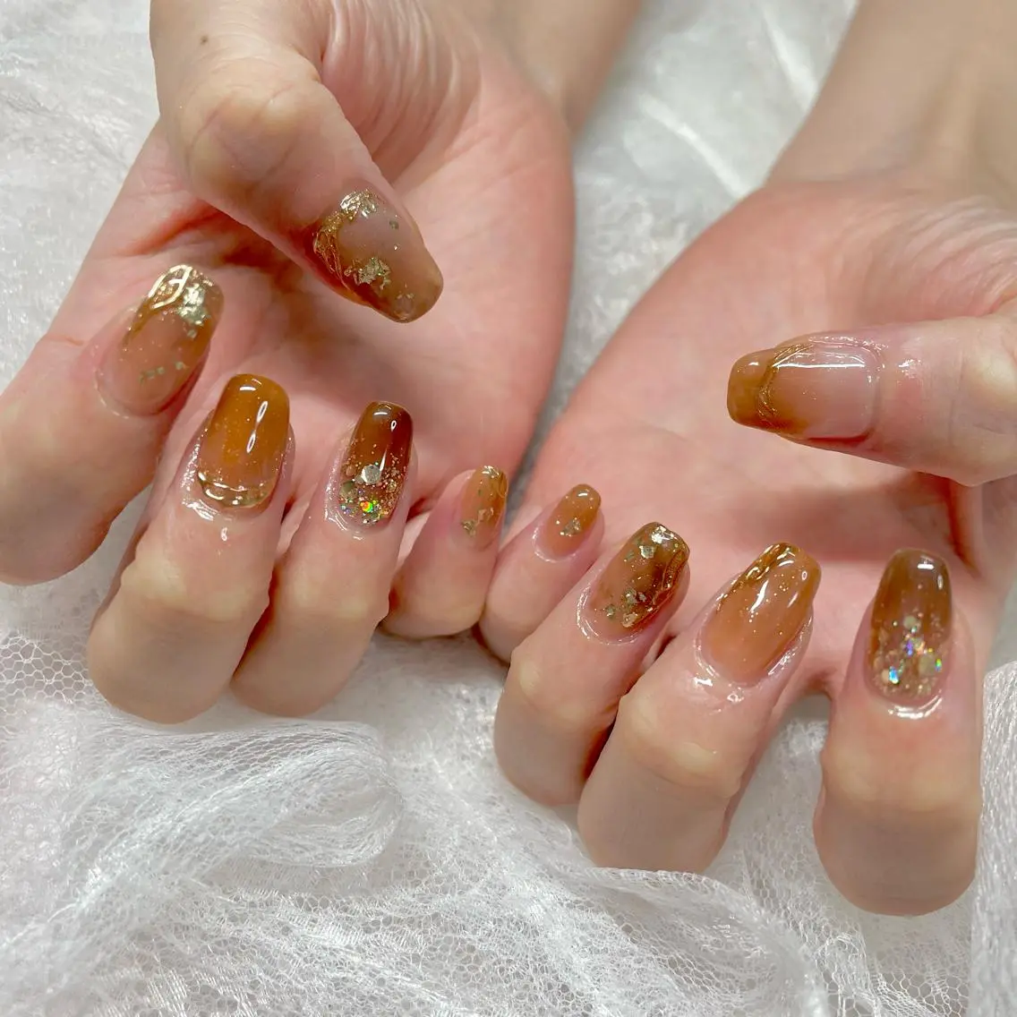 ネイル ブラウン ジェルネイル ニュアンスネイル パラジェル J terrace Nailのネイルデザイン