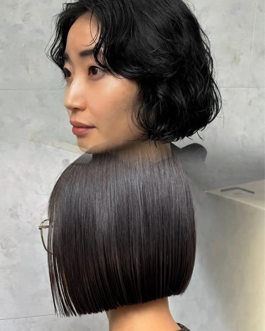 ミディアム ミディアムパーマ ボブ カット ボブ×レイヤーカット 透明感カラー/Fuuのヘアスタイル