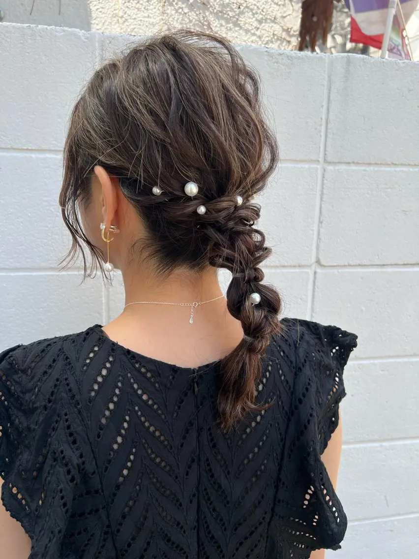 ヘアアレンジ 結婚式・ブライダル ヘアセット インナーカラー♡ Nanakoのヘアスタイル
