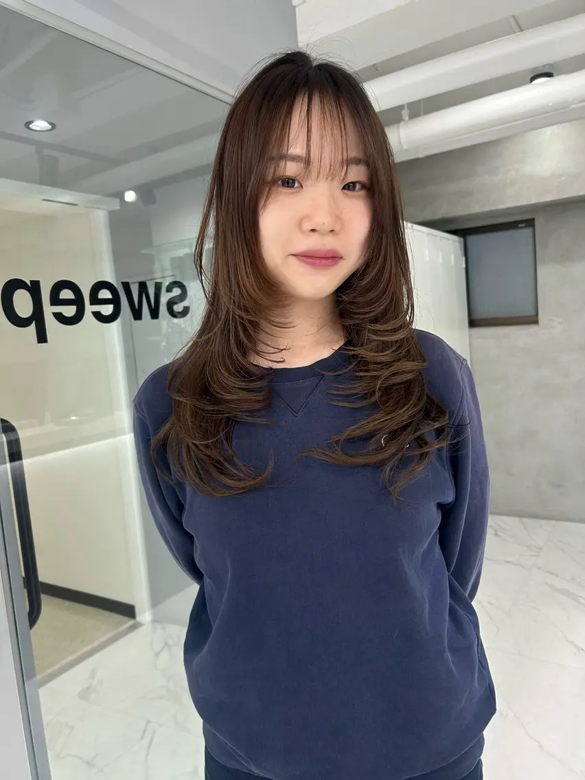 セミロング 顔周りカット カット トリートメント ️💜akari💜 ハイトーン/レイヤーのヘアスタイル