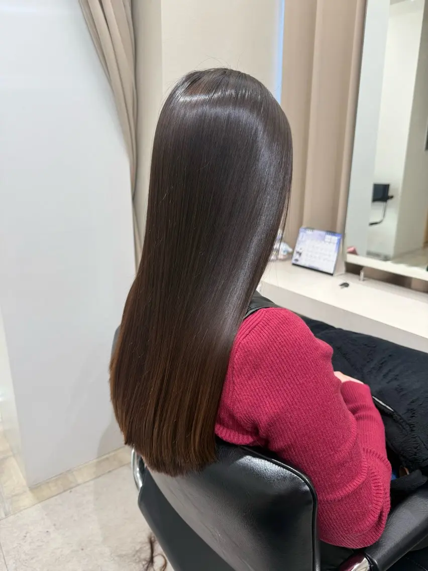 ロング カラー パーマ カット 縮毛矯正 トリートメント haru 髪質改善サロンのヘアスタイル