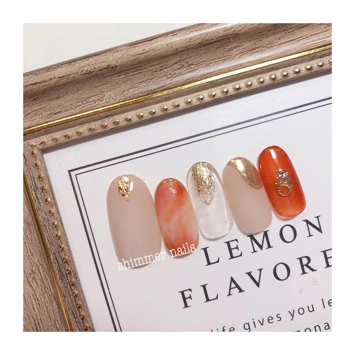 ネイル オレンジ shimmer nailsのネイルデザイン