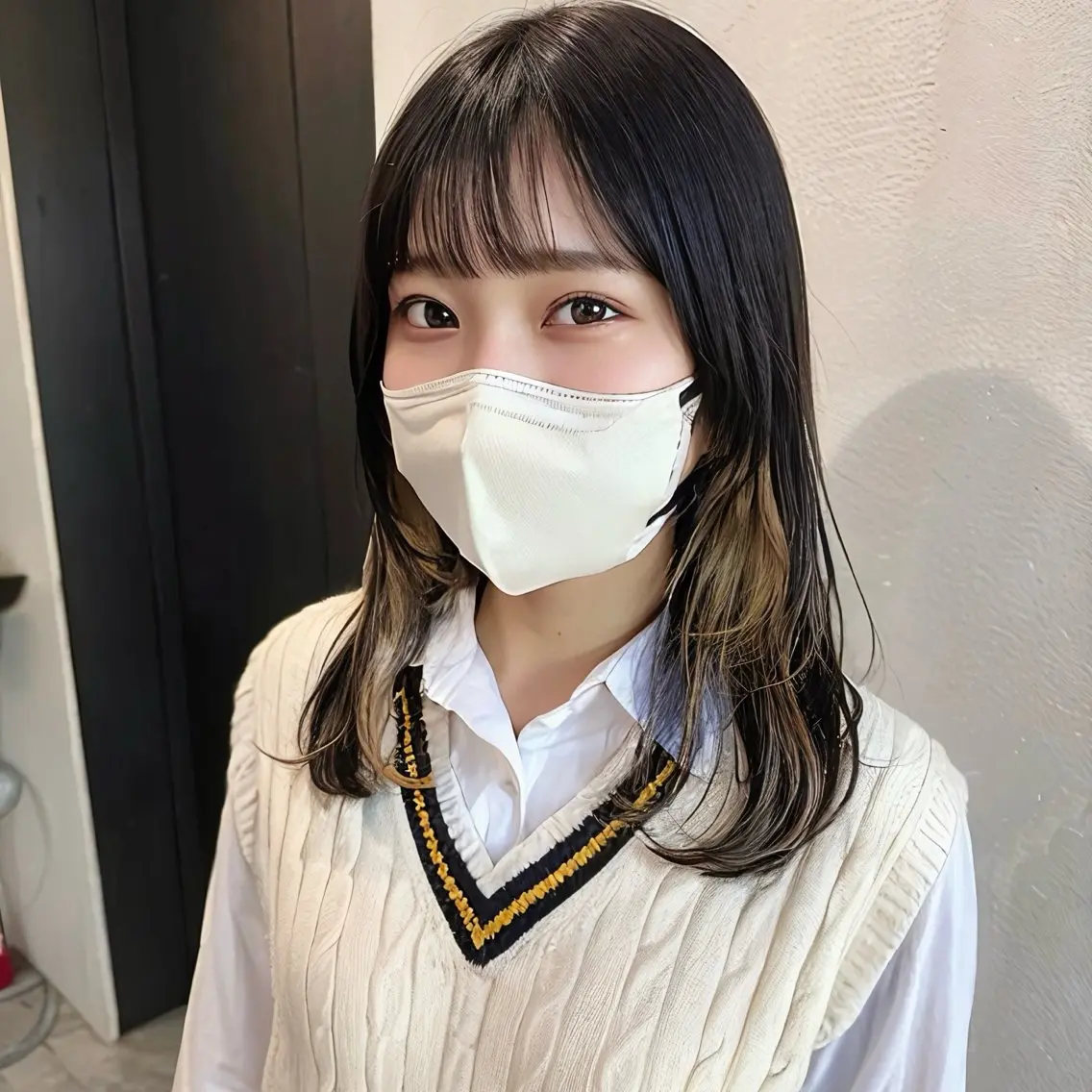 セミロング カラー ベージュカラー インナーカラー 顔まわりレイヤー レイヤーカット カット ヘアカラー トリートメント インナーカラー/レイ ヤーカット♡/マキシのヘアスタイル