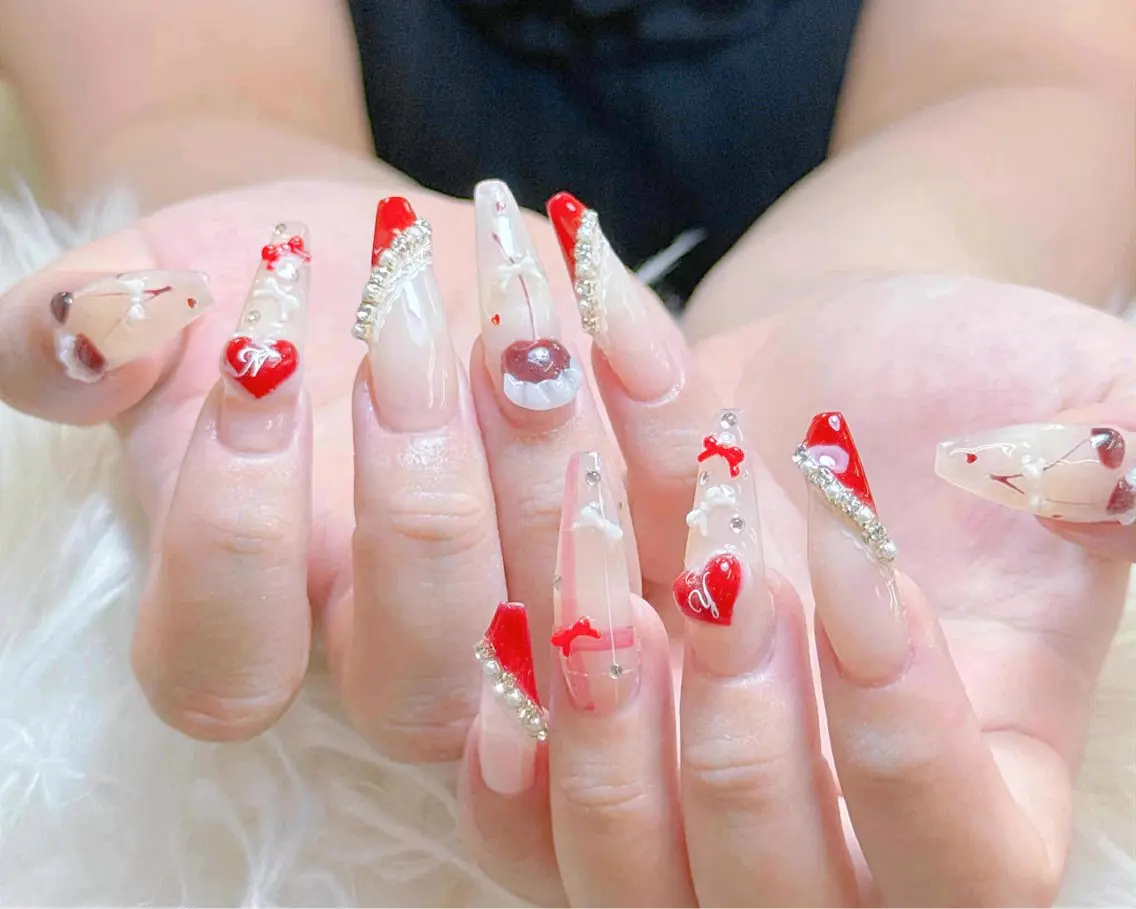 ネイル チークネイル 長さ出し フラッシュネイル フレンチネイル グラデーション ハンドネイル AN NAIL SALONのネイルデザイン