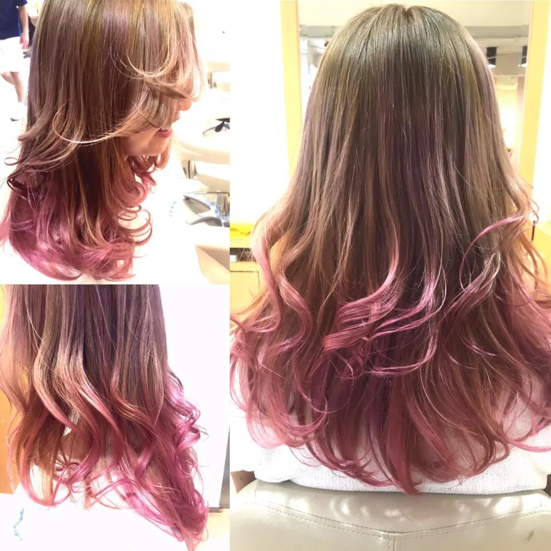 セミロング ロング カラー グラデーションカラー 🌹ハッシュカット、 レイヤー韓国ヘア🌹のヘアスタイル