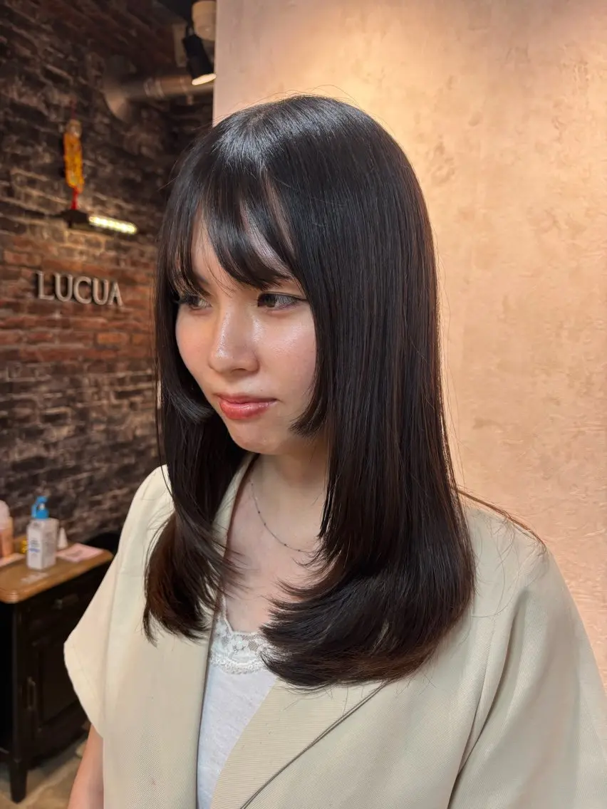 ミディアム ダメージレス縮毛矯正 カット//あさみ🌈のヘアスタイル