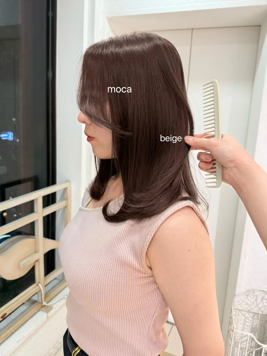 セミロング カット ヘアカラー トリートメント 髪質改善”透け感" カラー/Hono🪞のヘアスタイル