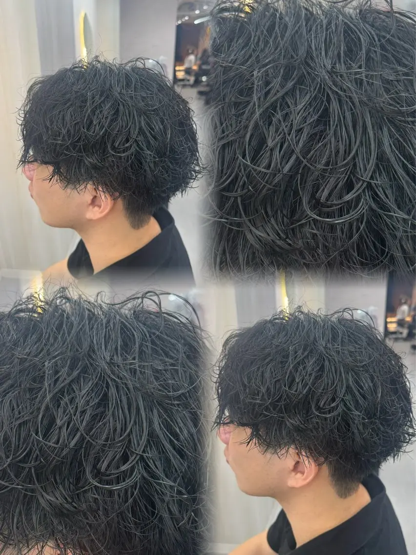 ミディアム パーマ メンズ カット パーマ 【メンズ特化】池袋 韓国スタイル飯塚のヘアスタイル