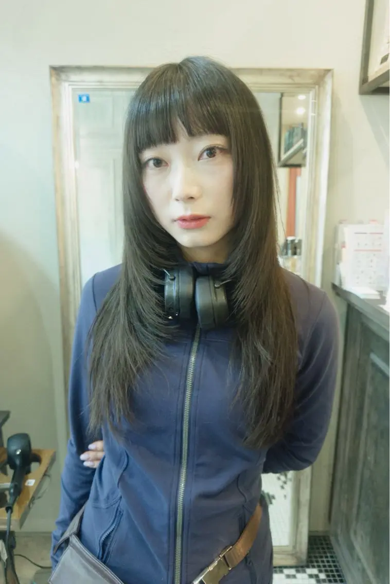ロング レイヤーカット カット ヘアカラー 垢抜けレイヤーカット /コテ巻き風パーマのヘアスタイル