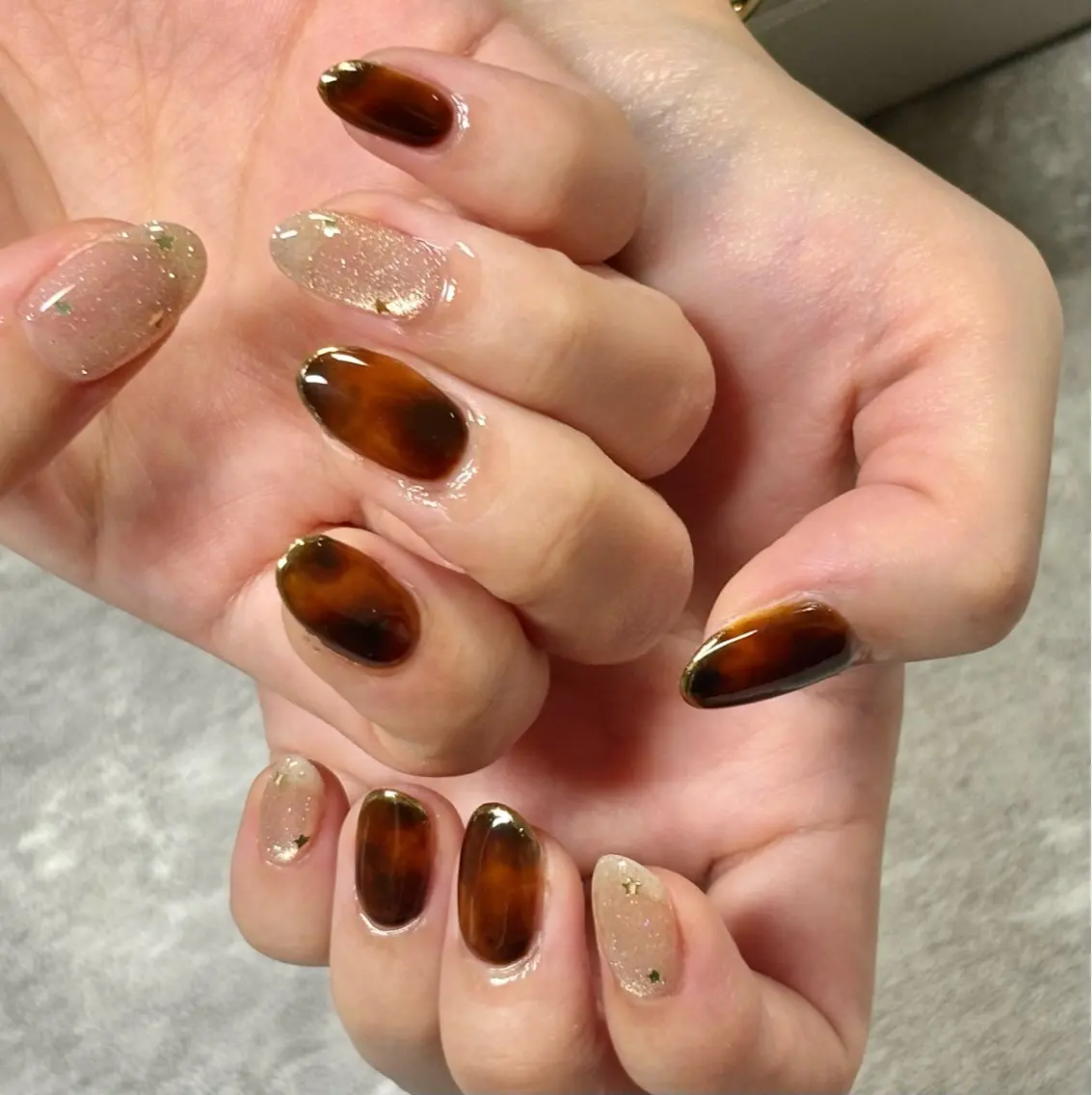 ネイル べっ甲ネイル 持ち込み ショートネイル Natsumi 【protea】のネイルデザイン