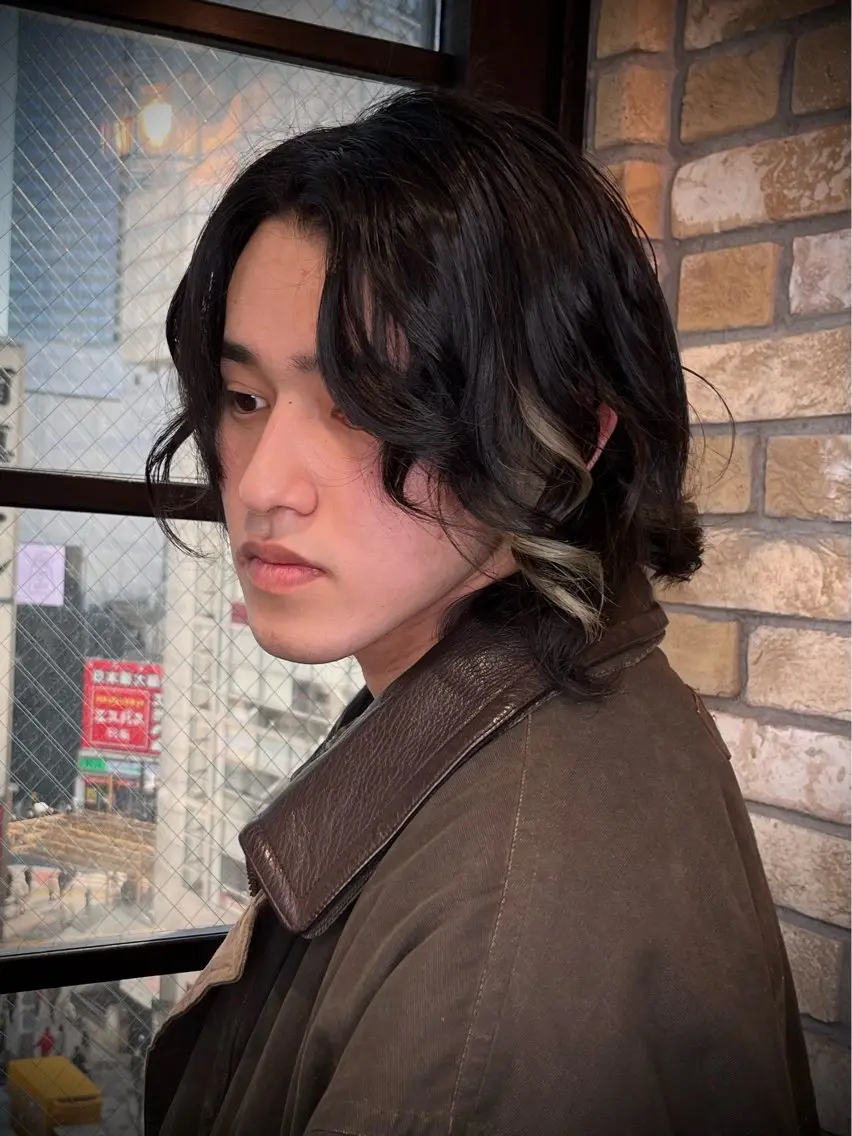 セミロング パーマ メンズ メンズパーマ セミロングパーマ カット パーマ トリートメント Monan渋谷 YUUKIのヘアスタイル