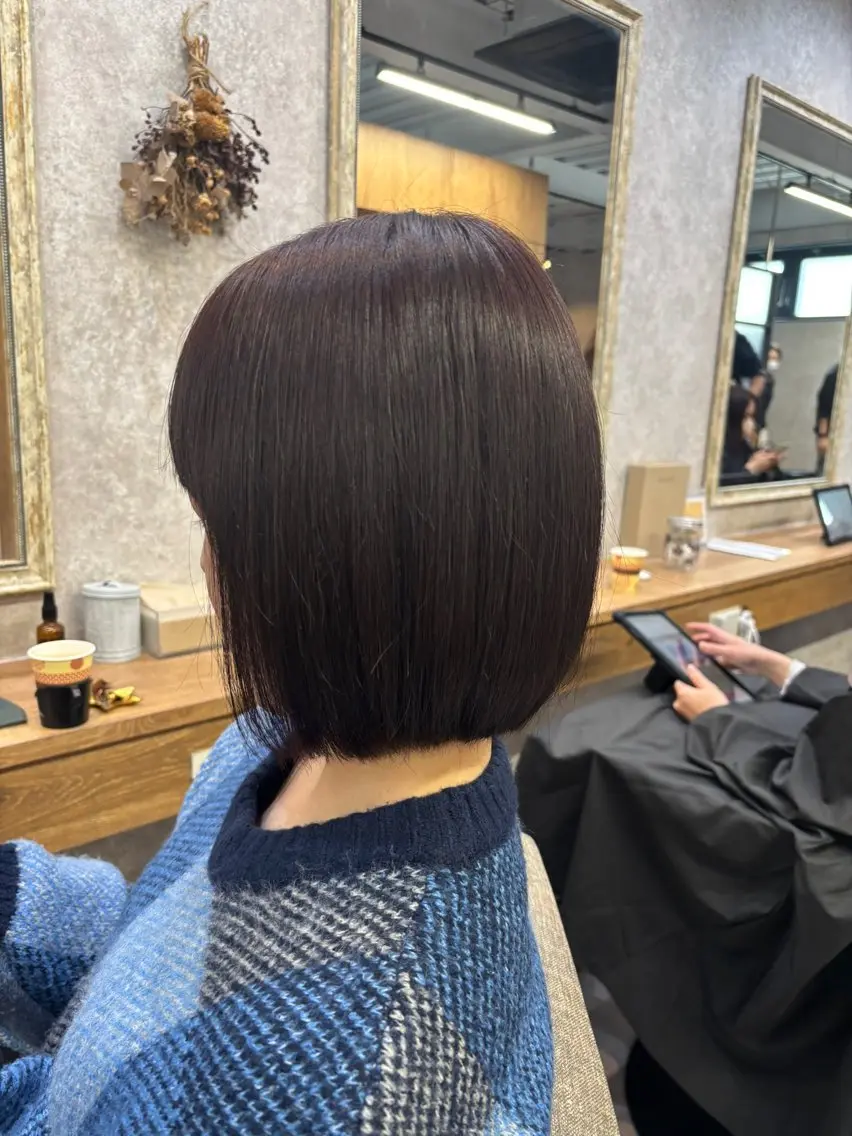 ミディアム 髪質改善 トリートメント ボブ.艶髪 髪質改善.縮毛矯正のヘアスタイル