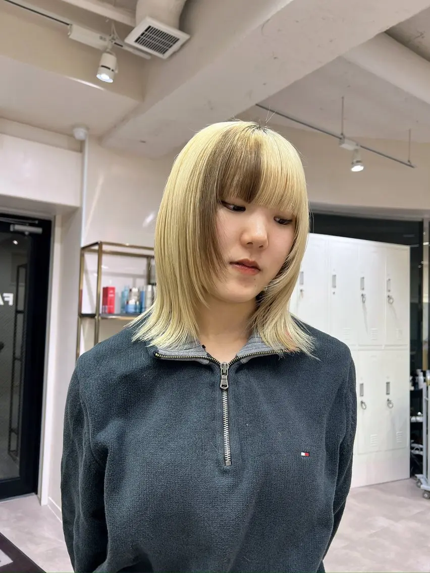 ミディアム カラー ヘアカラー 横浜/ブリーチ/ ダブルカラー/RINのヘアスタイル