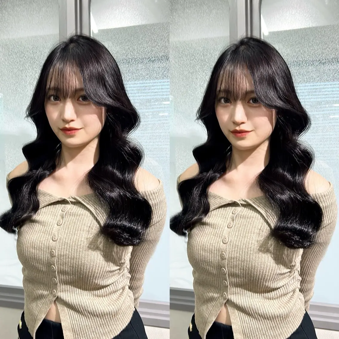 セミロング カラー パーマ キッズ 透明感カラー カット ヘアカラー トリートメント ヘアセット 盛れる艶カラー× レイヤーカット/咲来のヘアスタイル