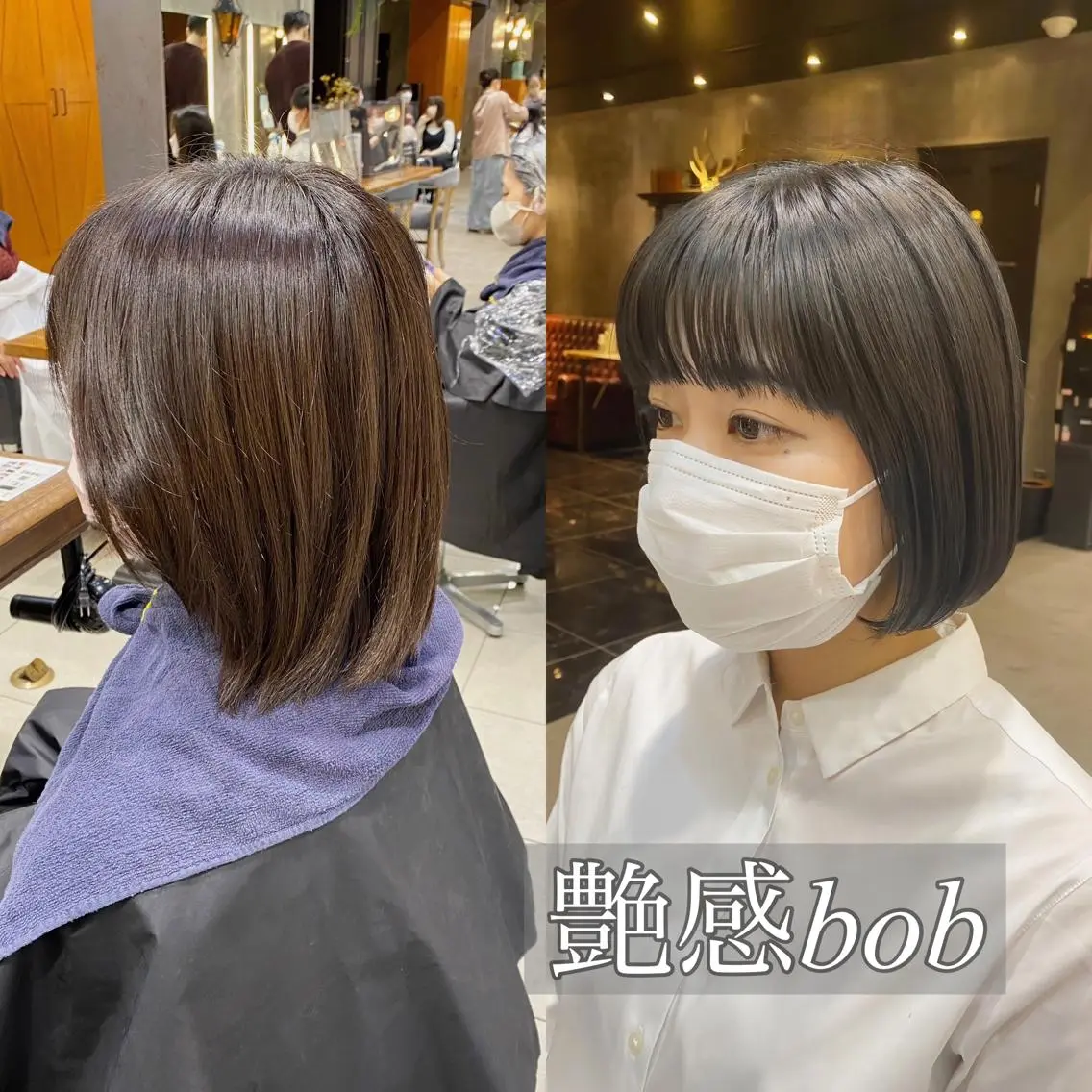 ミディアム カラー グレージュ ボブ カット ヘアカラー 透明感カラー🌿 グレージュ🐺陽介のヘアスタイル