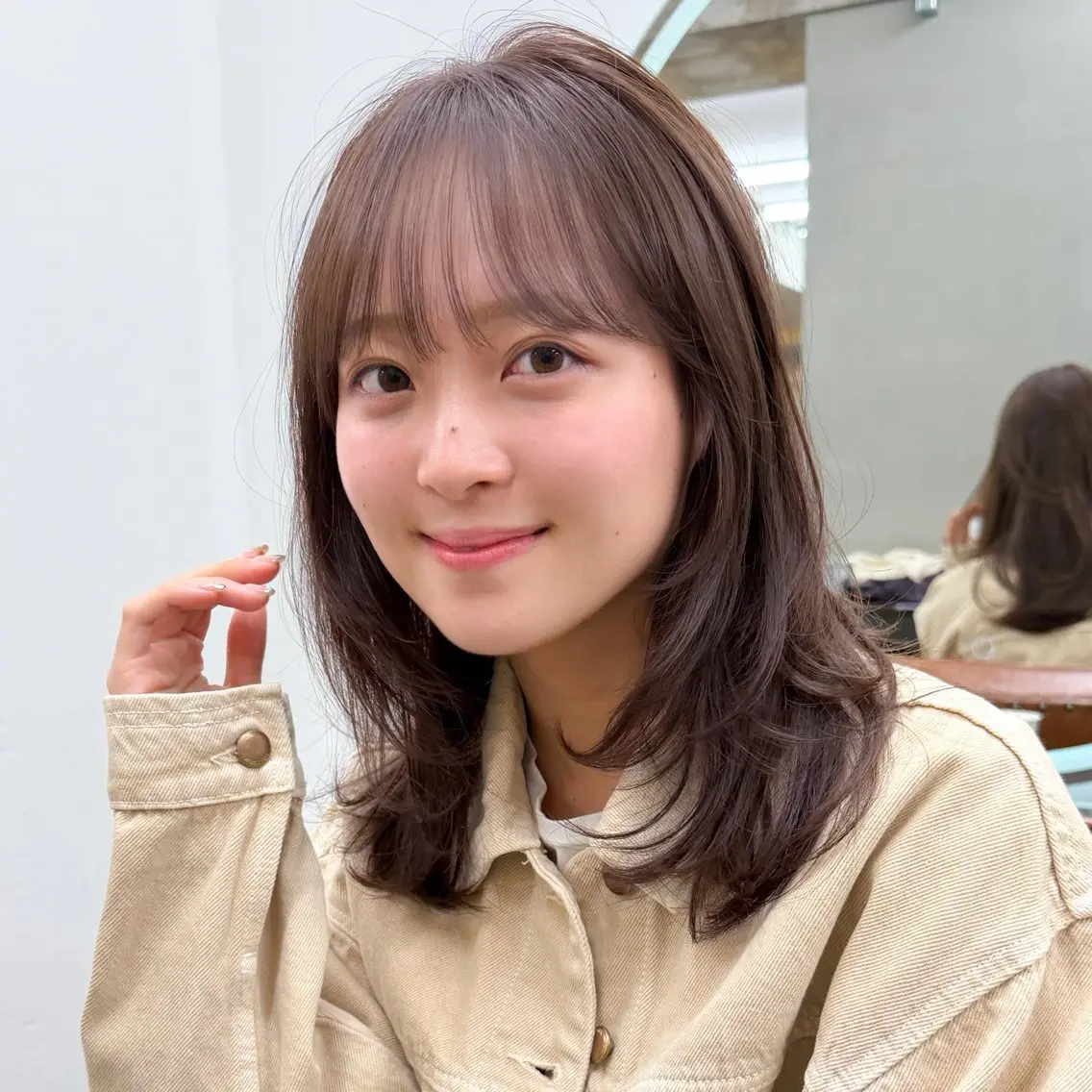 ミディアム カラー 顔周り✂️透明感 レイヤー/みっきーのヘアスタイル