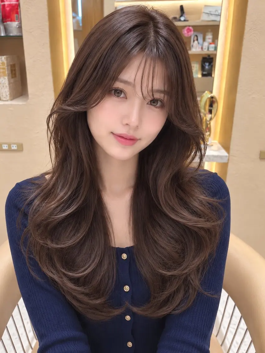 ロング カラー カット ヘアカラー トリートメント 韓国風ヘア✻透明感 カラー✻yukaのヘアスタイル