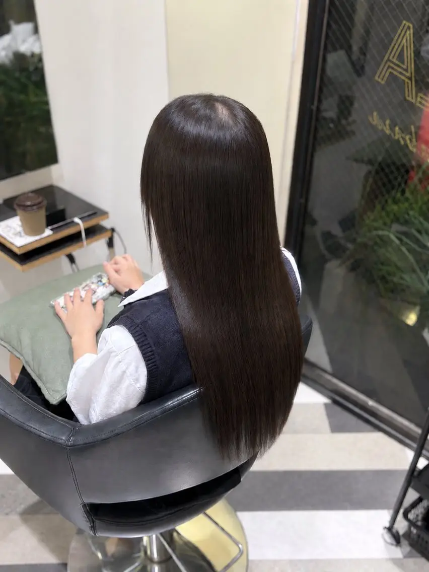 ロング 縮毛矯正 久保 佑真のヘアスタイル
