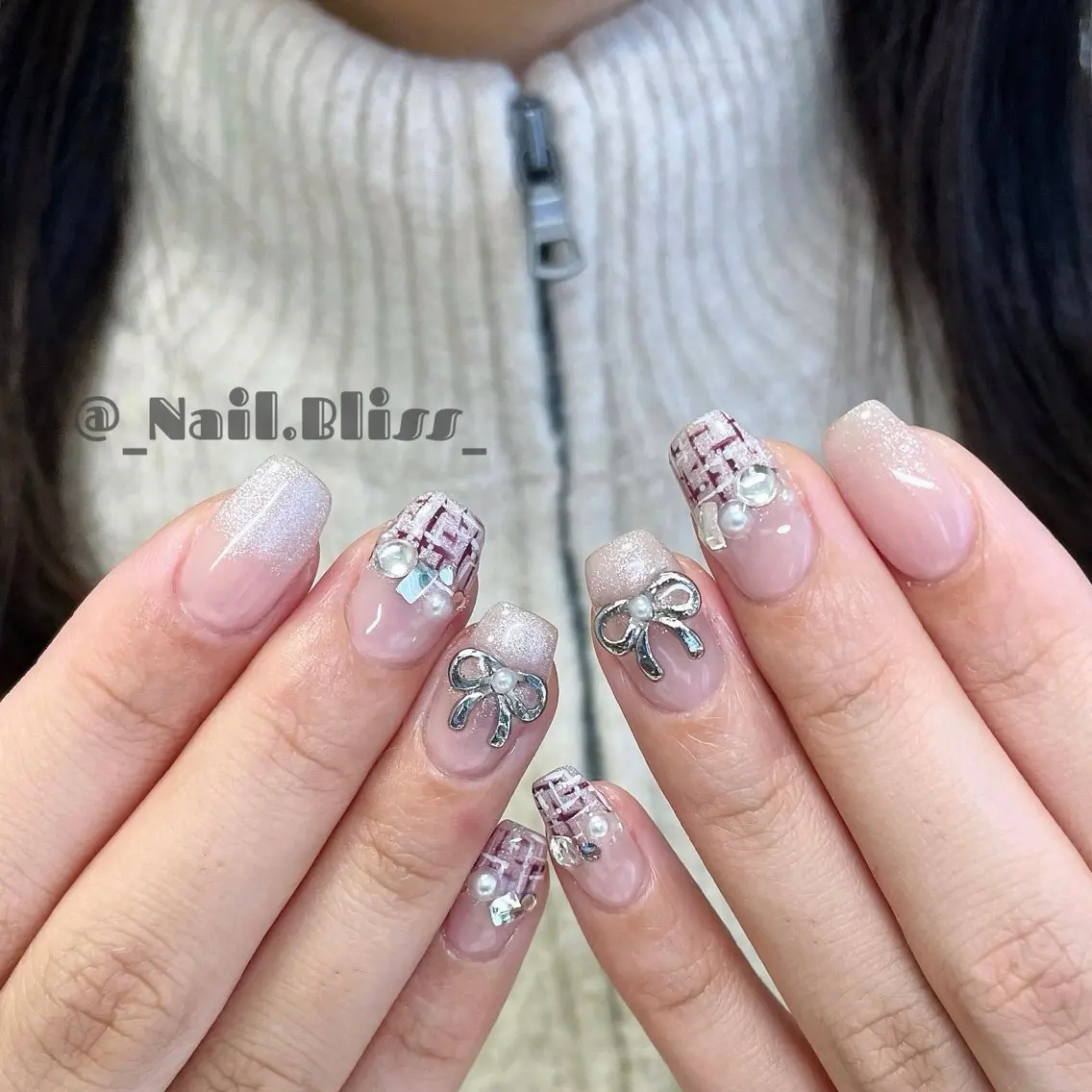 ネイル マグネットネイル ツイードネイル ハンドネイル NAIL BLISSのネイルデザイン